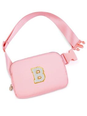 Crossbody Bag Fanny Pack,Initial White B,Peach Bag